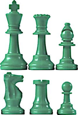 Kunststof schaakstukken groen - koningshoogte 95 mm