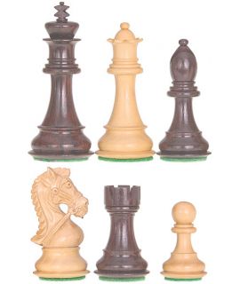 Bruidspaard schaakstukken verzwaard - gepolijst chikri en palissander - koningshoogte 95 mm (#6)